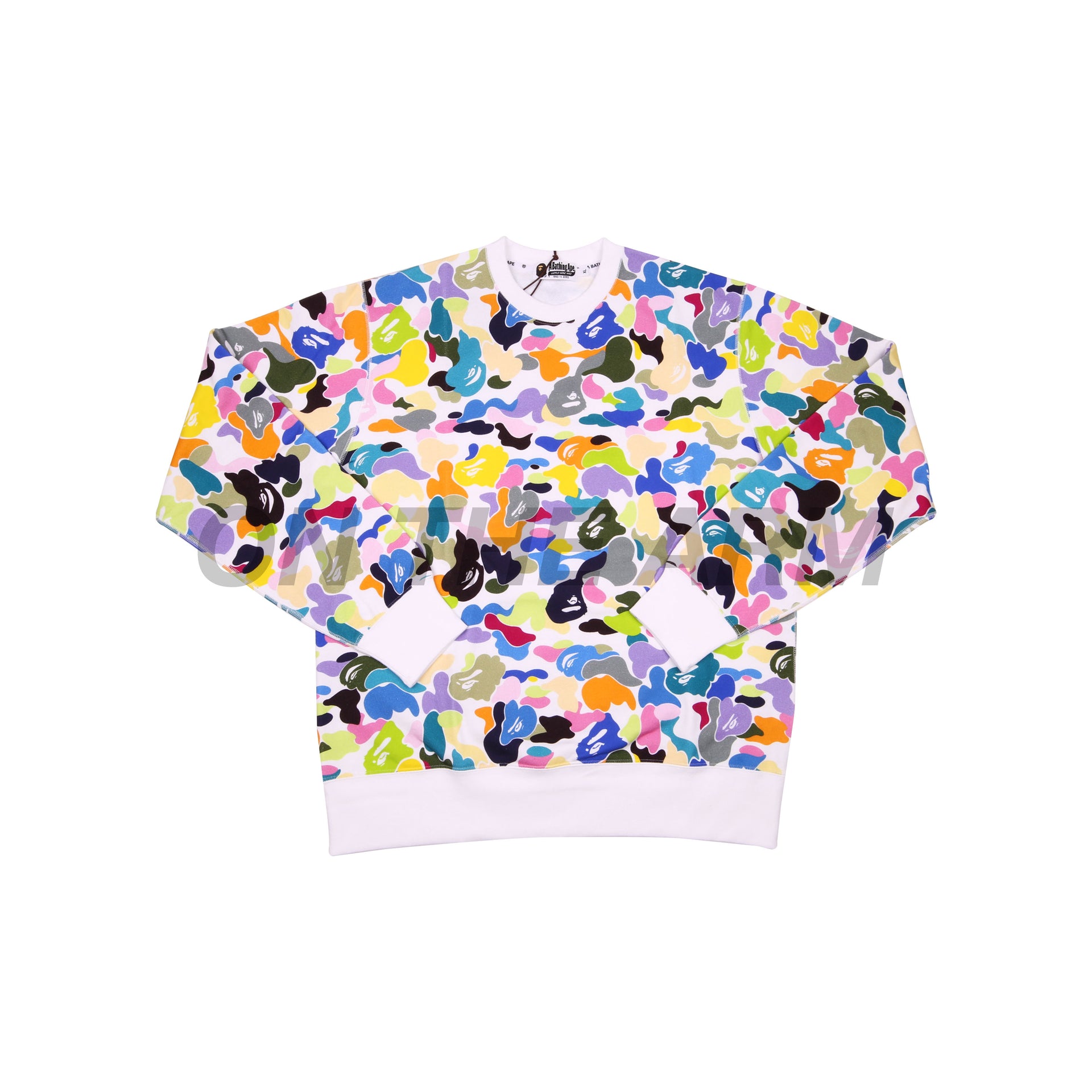 Bape White Multi Color Camo Crew
