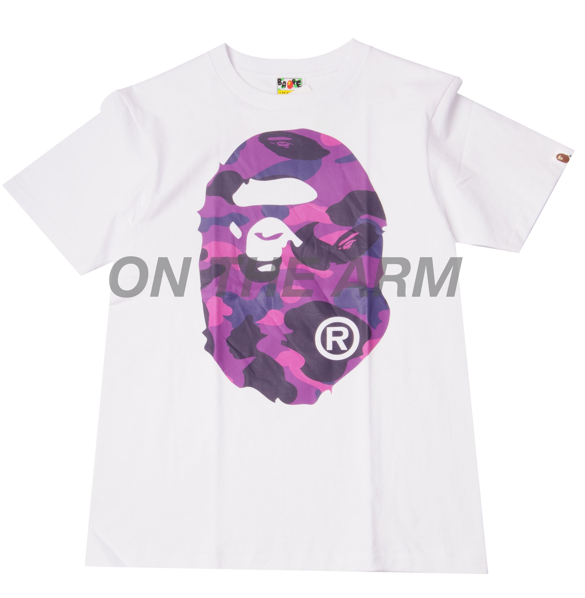Bape White/Purple Color Camo Big Ape Head Tee