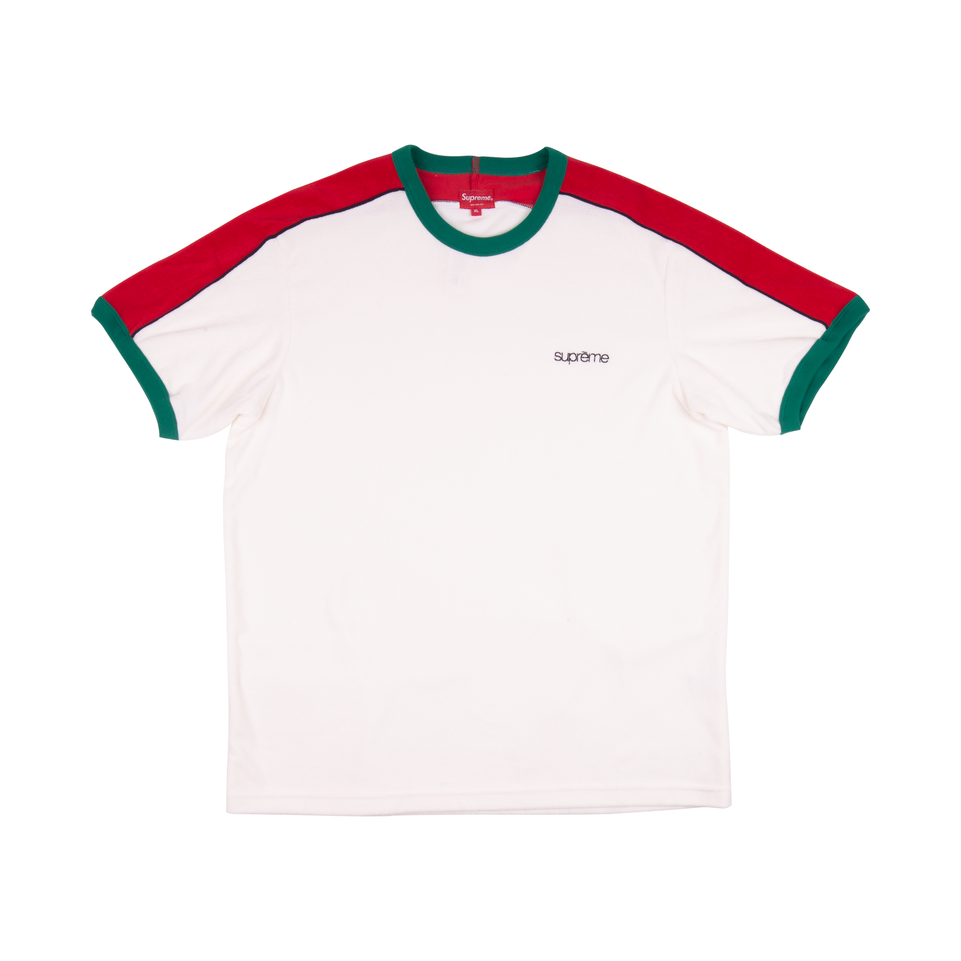 Supreme White Shoulder Stripe Terry Shirt