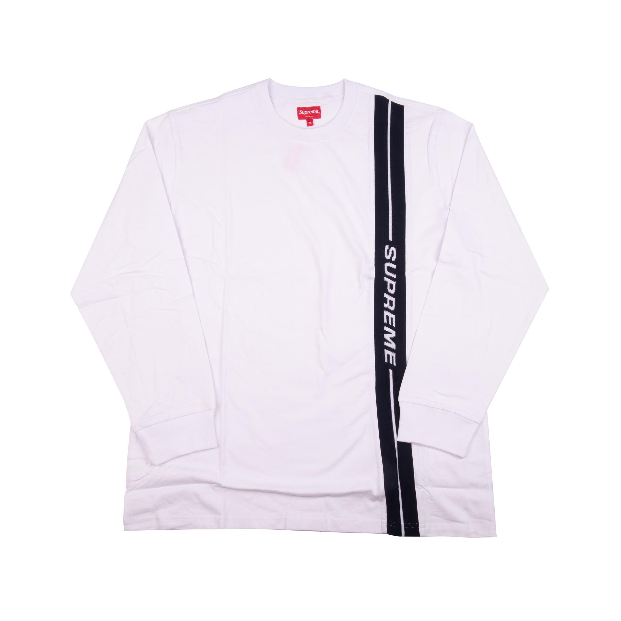 Supreme White Vertical Stripe Logo Top