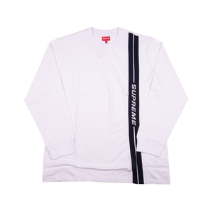 Supreme White Vertical Stripe Logo Top