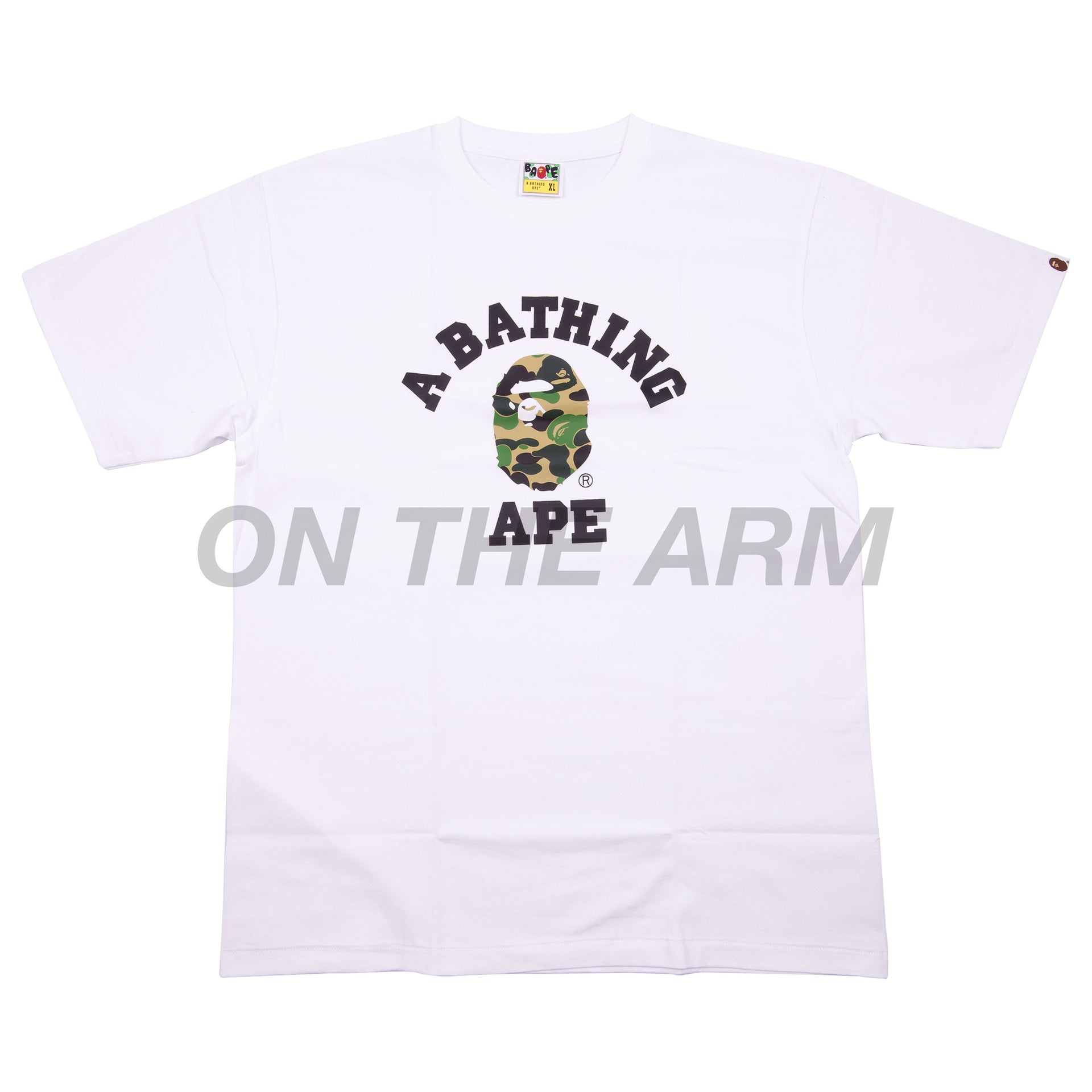 Bape White/Green Camo College Logo Tee