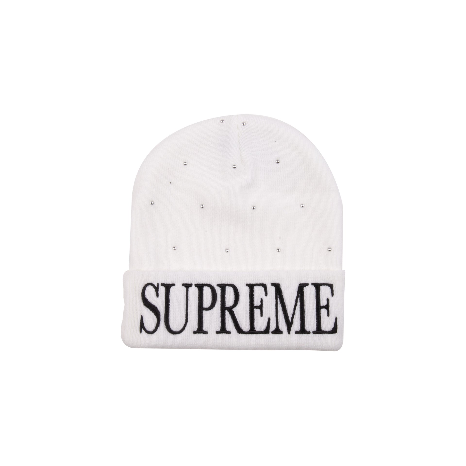 Supreme White Studded Beanie
