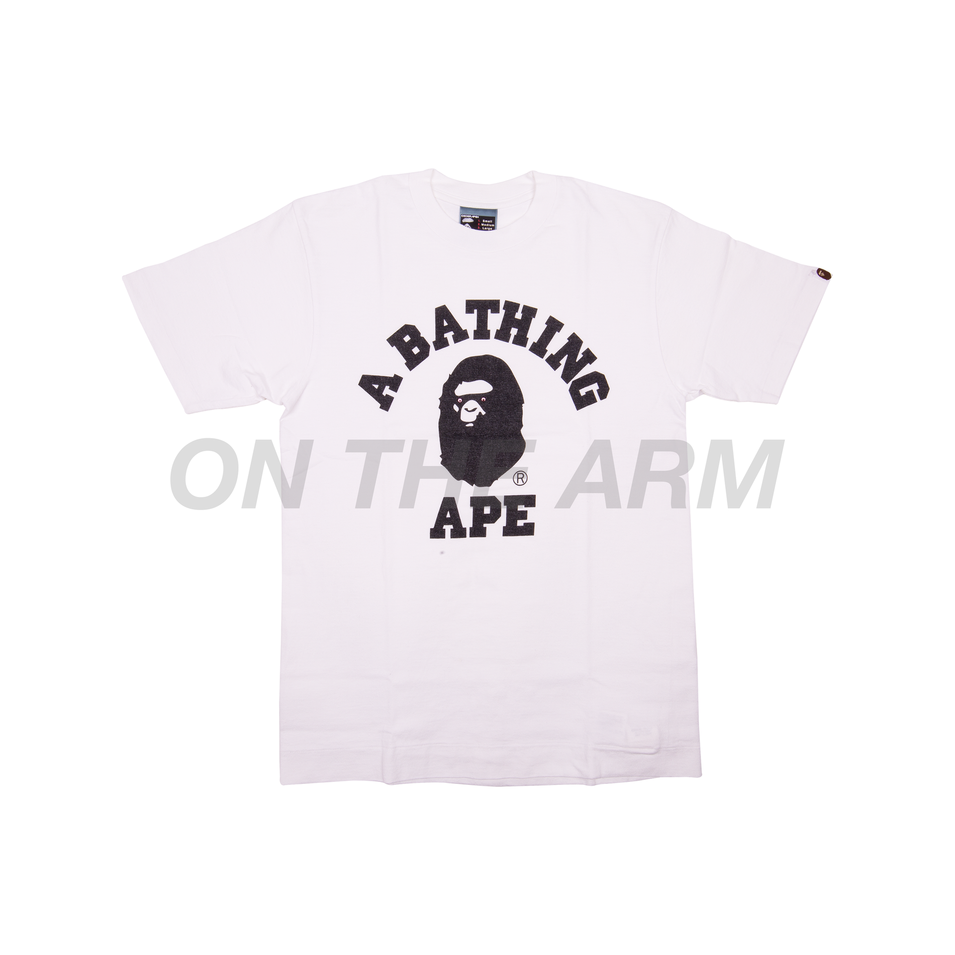 Bape White Swarovski Eye College Logo Tee