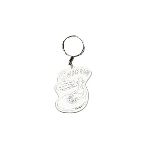Supreme White Daniel Johnston Pizza Keychain