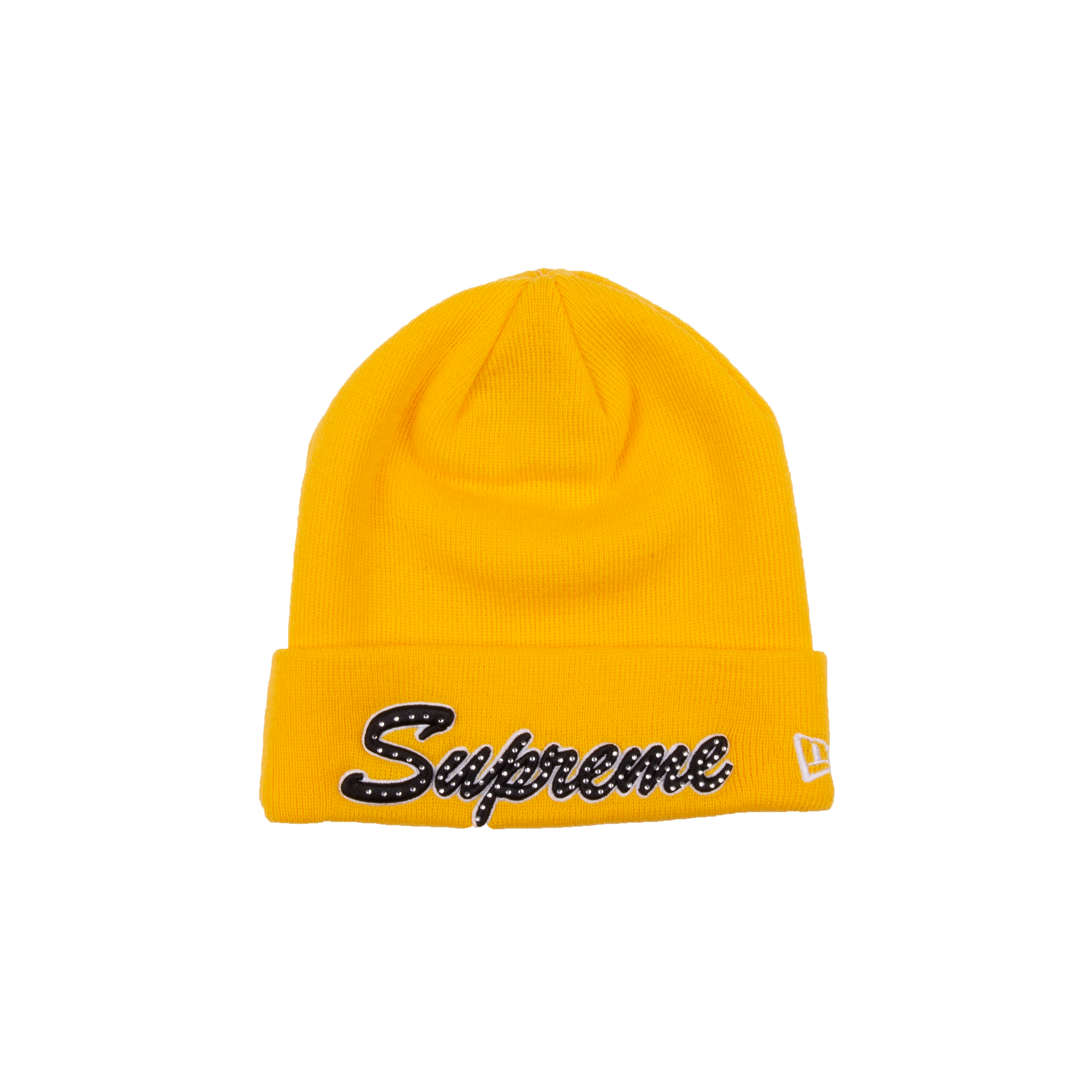 Supreme Yellow New Era Script Beanie